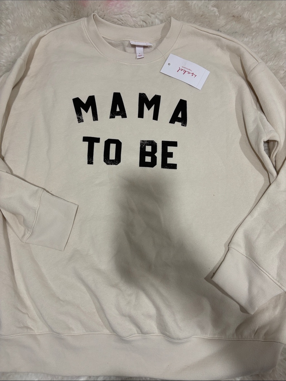 Isabel Maternity by Ingrid & Isabel Cream "MAMA TO BE" Crewneck Sweatshirt
